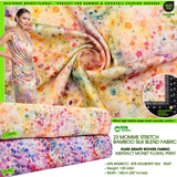23 Momme Stretch Bamboo Silk Blend Fabric – Abstract Monet Floral Print - 7247