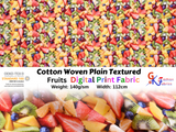 Cotton Woven Plain Textured Fruit Digital Print Fabric - D#11