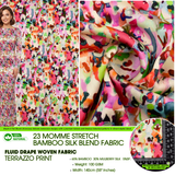 23 Momme Stretch Bamboo Silk Blend Fabric – Artistic Terrazzo Abstract Print - 7247 - G.k Fashion Fabrics
