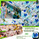 23 Momme Stretch Bamboo Silk Blend Fabric – Poppy Meadow Floral Print - 7247 - G.k Fashion Fabrics