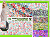 Bamboo Viscose Blend Stretch Woven Fabric – Ditsy Small Floral Print - 7068/7024