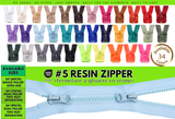 #5 Resin Zipper - 24" (60 cm) – Single Puller Open End, 30" (75 cm) – Dual Puller Two-Way Separating, 36" (90 cm) – Dual Puller Two-Way Separating