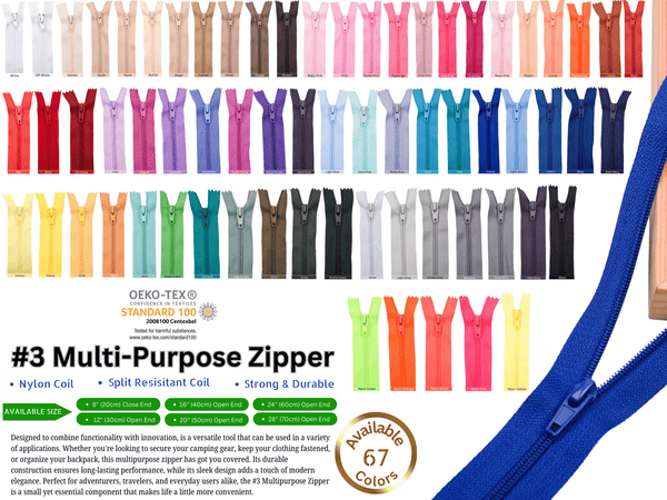 3 Multi - Purpose Zipper - 16" (40cm) Open End - G.k Fashion Fabrics