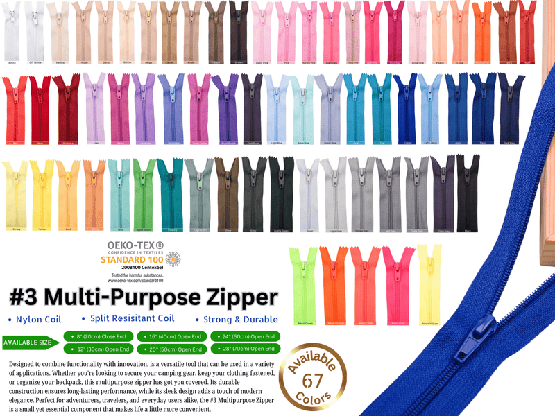 3 Multi - Purpose Zipper - 20" (50cm) Open End - G.k Fashion Fabrics