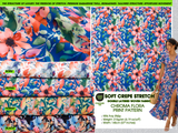 Double Layer Soft Crepe Stretch Chroma Flora Print Fabric