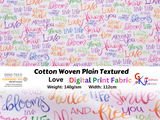 Cotton Woven Plain Textured Love Digital Print Fabric - D#7