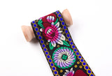 50mm Heritage Folk Floral Jacquard Waistband Webbing - G.k Fashion Fabrics