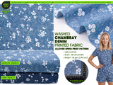 Allover Sprig Print -  Washed Cotton Denim Chambray Fabric - 20996