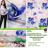 23 Momme Stretch Bamboo Silk Blend Fabric – Watercolor Tie-Dye Print - 7247