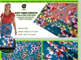 Double Layer Soft Crepe Stretch Aegean Blossom Floral Print Fabric