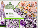 Bamboo Viscose Blend Stretch Woven Fabric – Blurred Watercolour Floral Print- 7068/8977