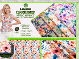 Bamboo Viscose Blend Stretch Woven Fabric – Artistic Abstract Wildflower Print- 7068/8869