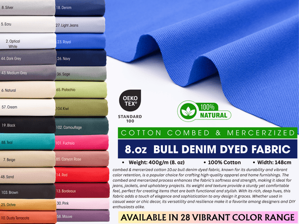 8oz Bull Denim Dyed Fabric - G.k Fashion Fabrics