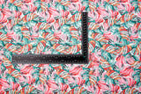 Double Layer Soft Crepe Stretch Abstract Monstera Tropical Leaf Print Fabric