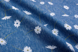 Daisy Floral Print -  Washed Cotton Denim Chambray Fabric-20999