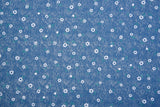 Daisy & Stem Print  -  Washed Cotton Denim Chambray Fabric-20996