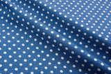 Polka Dot Print -  Washed Cotton Denim Chambray Fabric-20995