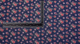 Petite Vintage Rose  Print -  Washed Cotton Denim Chambray Fabric-20993
