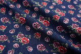 Petite Vintage Rose  Print -  Washed Cotton Denim Chambray Fabric-20993