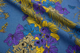 Tropical Botanical Floral  Print -  Washed Cotton Denim Chambray Fabric-20993