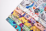 Bamboo Viscose Blend Stretch Woven Fabric – Abstract Fern & Feather Print - 7068/4504