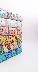 Bamboo Viscose Blend Stretch Woven Fabric – Abstract Fern & Feather Print - 7068/4504