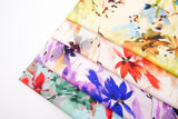 Bamboo Viscose Blend Stretch Woven Fabric – Tossed Watercolour Floral Print - 7068/6855