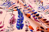 Bamboo Viscose Blend Stretch Woven Fabric – Abstract Fern & Feather Print - 7068/4504