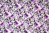 Bamboo Viscose Blend Stretch Woven Fabric – Blurred Watercolour Floral Print- 7068/8977