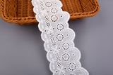 Double Scalloped Cotton Embroidery Lace Trim – Geometric & Floral Broderie Anglaise – 6