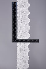 Double Scalloped Cotton Embroidery Lace Trim – Geometric & Floral Broderie Anglaise – 6
