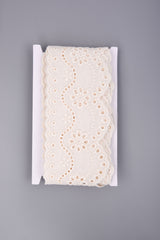 Double-Edged Scalloped Cotton Eyelet Trim – Wavy Floral Vine –  7