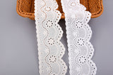 Double-Edged Scalloped Cotton Eyelet Trim – Wavy Floral Vine –  7