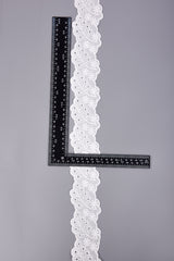 Feather & Floral Cotton Eyelet Trim – Double Scalloped –  10