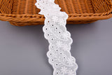 Feather & Floral Cotton Eyelet Trim – Double Scalloped –  10