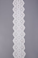Diamond Netted Floral Cotton Eyelet Trim –  34