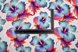 23 Momme Stretch Bamboo Silk Blend Fabric – Tropical Hibiscus Floral Print - 7247