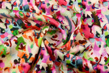 23 Momme Stretch Bamboo Silk Blend Fabric – Artistic Terrazzo Abstract Print - 7247