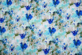 23 Momme Stretch Bamboo Silk Blend Fabric – Poppy Meadow Floral Print - 7247