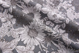 100% Cotton Loom Line Line Art Floral Print Fabric – 8342