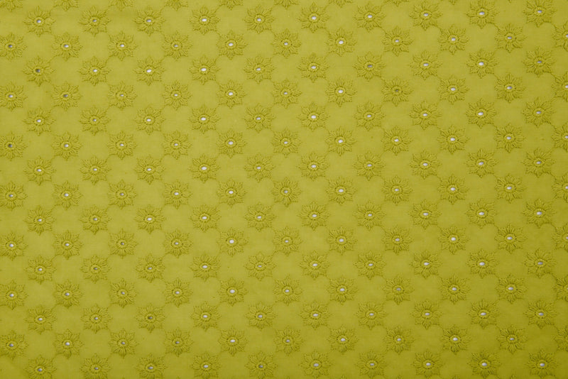 Dyed 100 % Cotton Lawn Daisy Dots Eyelet Embroidery Fabric