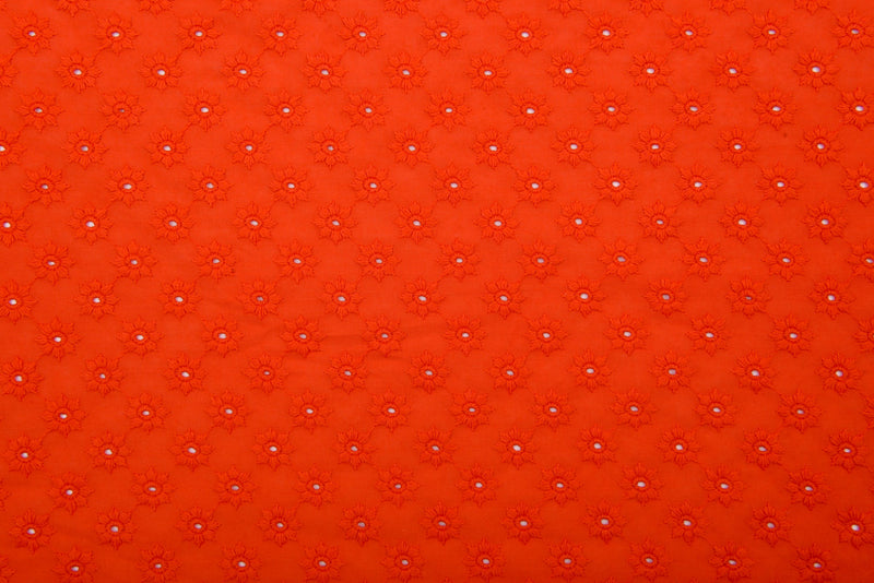 Dyed 100 % Cotton Lawn Daisy Dots Eyelet Embroidery Fabric