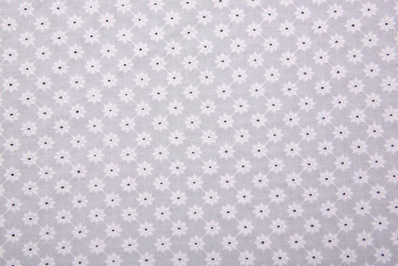 Dyed 100 % Cotton Lawn Daisy Dots Eyelet Embroidery Fabric