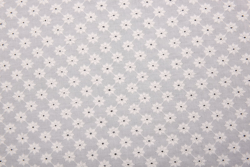 Dyed 100 % Cotton Lawn Daisy Dots Eyelet Embroidery Fabric