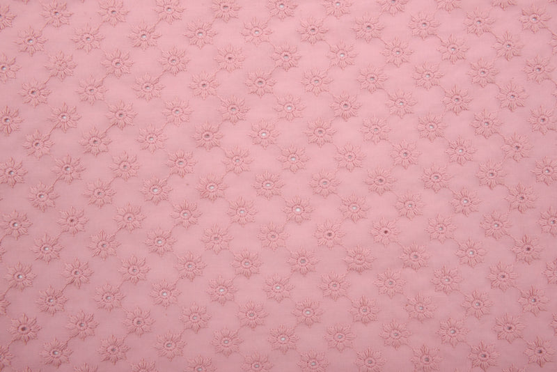 Dyed 100 % Cotton Lawn Daisy Dots Eyelet Embroidery Fabric