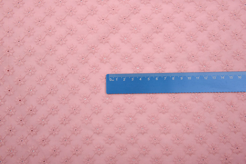 Dyed 100 % Cotton Lawn Daisy Dots Eyelet Embroidery Fabric