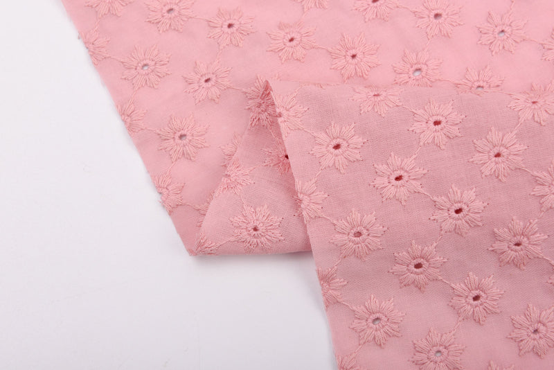 Dyed 100 % Cotton Lawn Daisy Dots Eyelet Embroidery Fabric