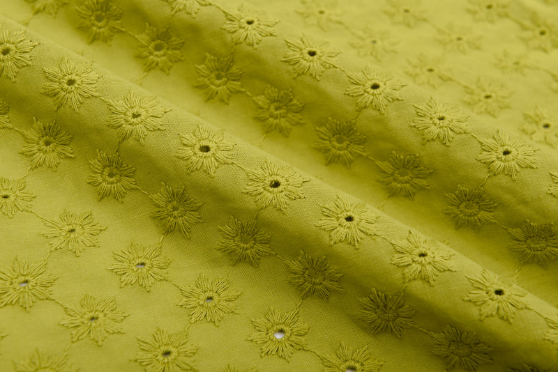 Dyed 100 % Cotton Lawn Daisy Dots Eyelet Embroidery Fabric