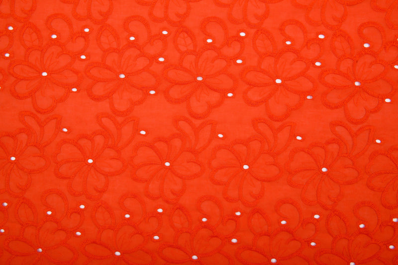 Dyed 100 % Cotton Lawn Whispering Petals Eyelet Embroidery Fabric