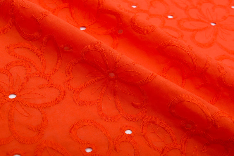 Dyed 100 % Cotton Lawn Whispering Petals Eyelet Embroidery Fabric